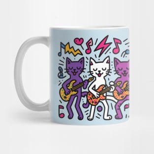 Keith Haring Inspired Cat Rock Band Mug